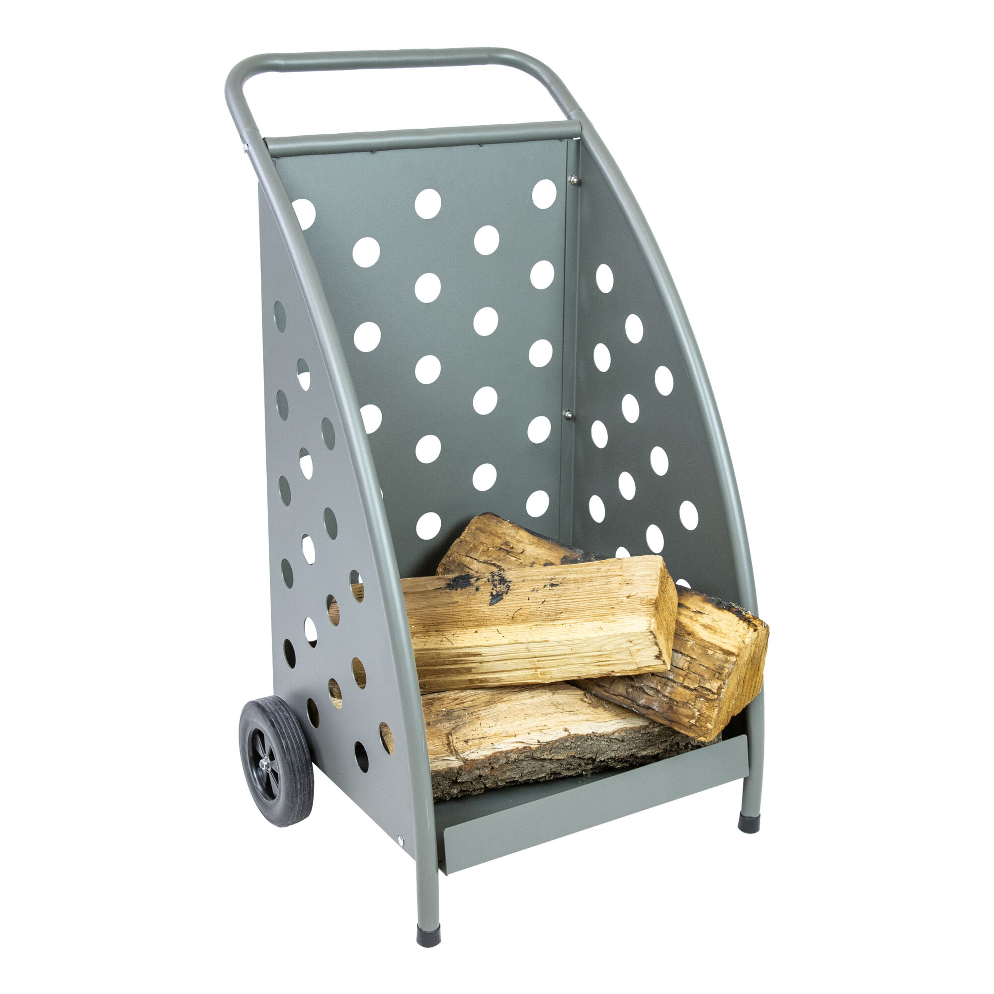Sunnydaze Decor, 34in. H Gray Powder-Coated Steel Log Cart, Color Gray, Capacity 110 lb, Material Steel, Model# FSN-2081